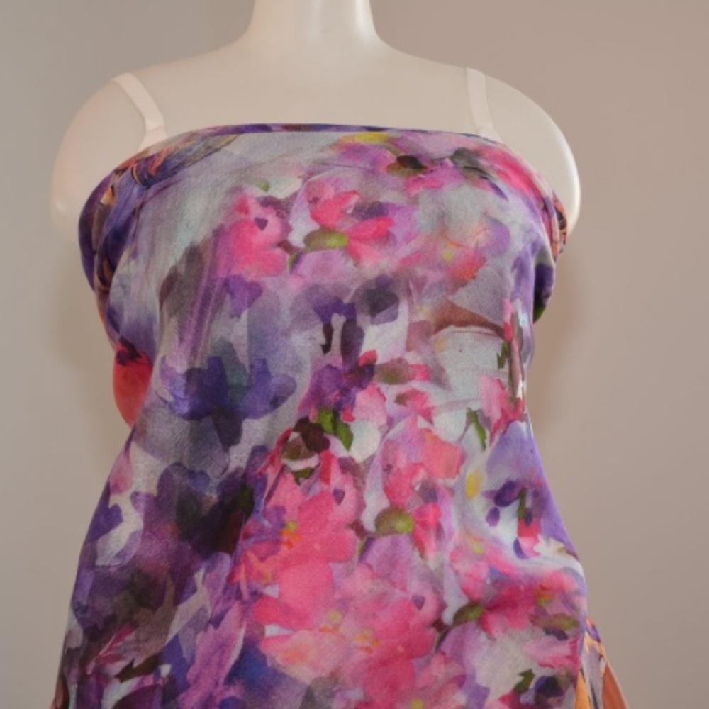 Soft Watercolor Floral Cashmere & Silk Scarf